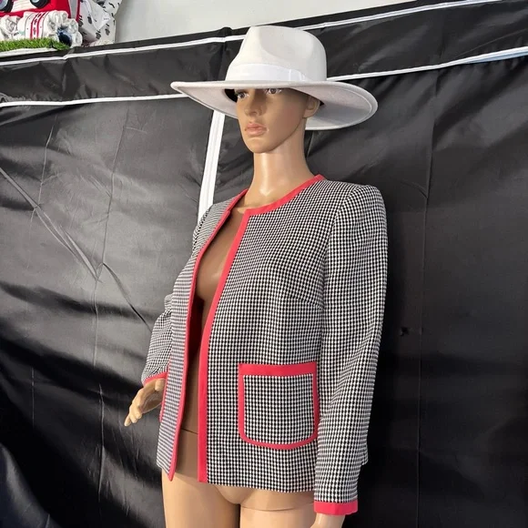 Nine West Black and White Blazer with Orange Accents - Picture 3 of 13